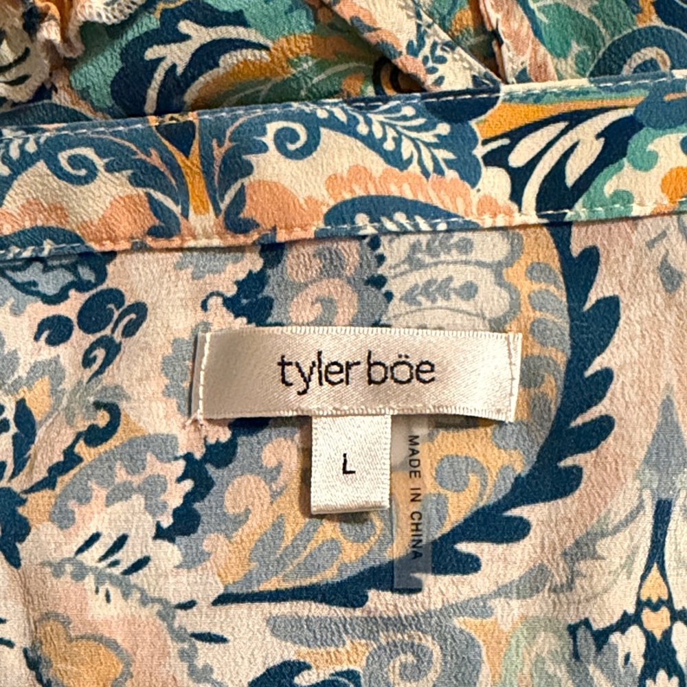 Tyler Boe Silk Floral Sleeveless Dress - Blue and Yellow - Picture 5 of 7